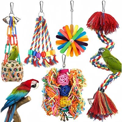 ZooVenture Jouet Perchoir En Corde Avec Clochette Colorée Pour Oiseaux