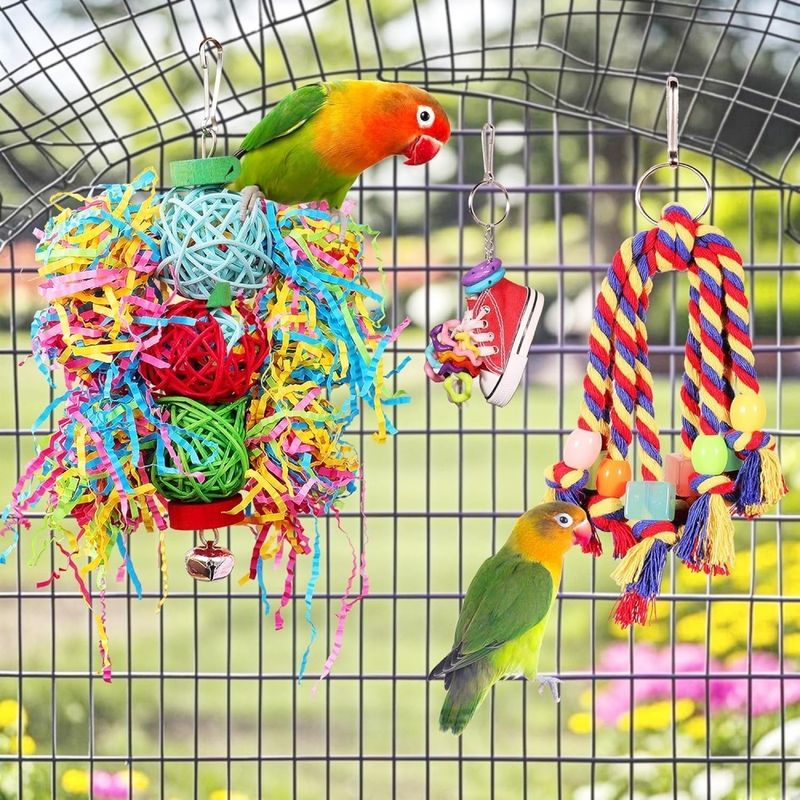 ZooVenture Jouet Perchoir En Corde Avec Clochette Colorée Pour Oiseaux