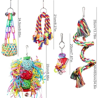 ZooVenture Jouet Perchoir En Corde Avec Clochette Colorée Pour Oiseaux