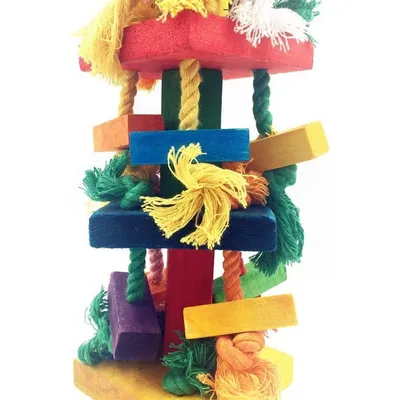 ZooVenture Juguete masticable multicolor de madera natural para loros