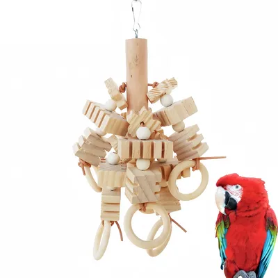 FurryFusion Juguete de madera para masticar para loros