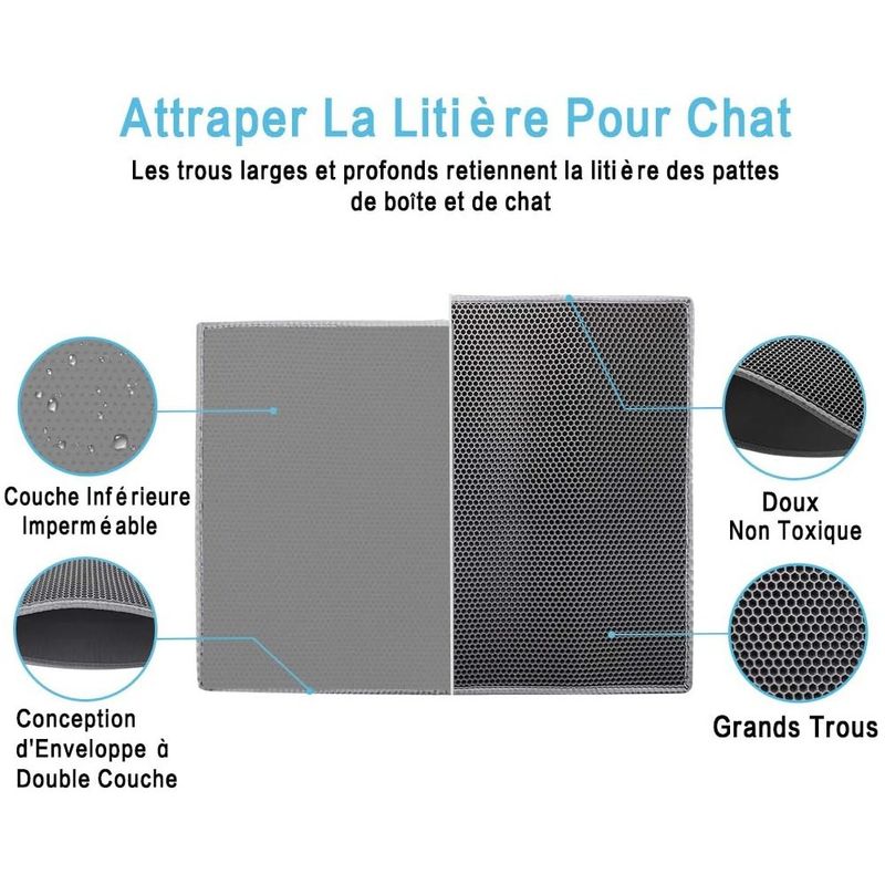 Pet Planet Tapis de litière pour chat double couche en EVA