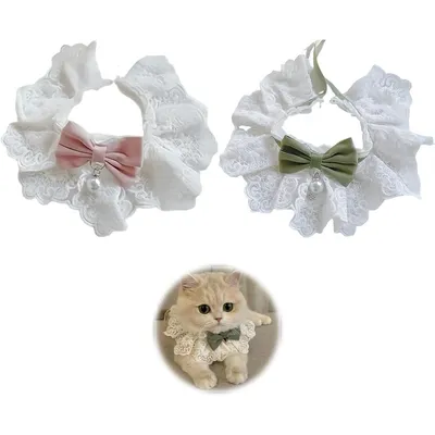 UAMLY Collar para gato con lazo de perlas y flores