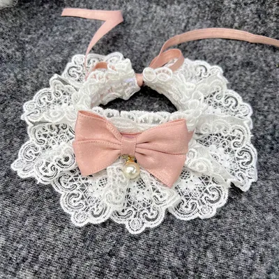 UAMLY Collar para gato con lazo de perlas y flores