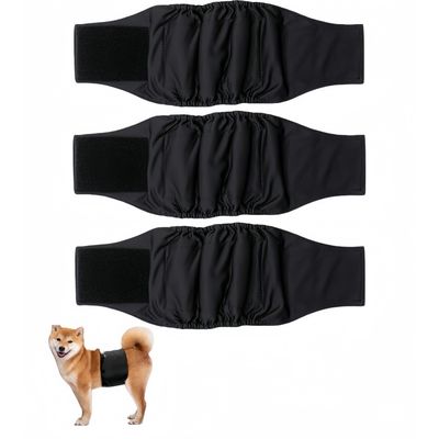 ZenPets 3 Couches Pour Chien Mâle Lavables Noires