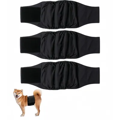 ZenPets 3 Couches Pour Chien Mâle Lavables Noires