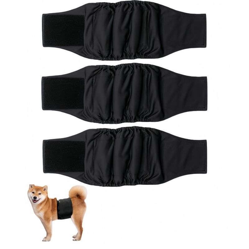 ZenPets 3 Couches Pour Chien Mâle Lavables Noires