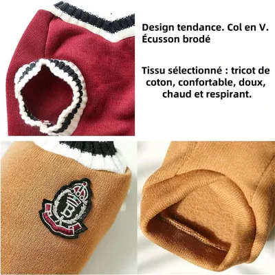 ZenPets Manteau Pull De Style Collégial Pour Chiens