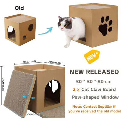 UAMLY Maison pour chat en carton avec griffoirs
