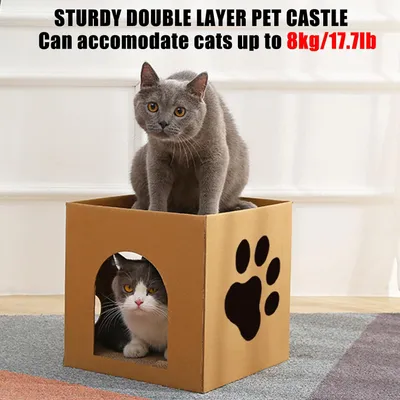 UAMLY Maison pour chat en carton avec griffoirs