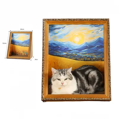 IntiMeg Lit pour chat avec peinture à l'huile 4D
