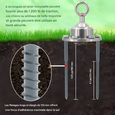 IntiMeg Piquet d'attache pour chien en acier inoxydable