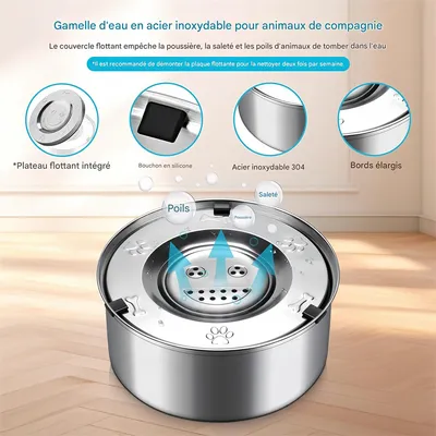 IntiMeg Gamelle d'eau en acier inoxydable 304 pour chien
