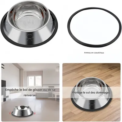 IntiMeg Gamelle en acier inoxydable pour chien et chat