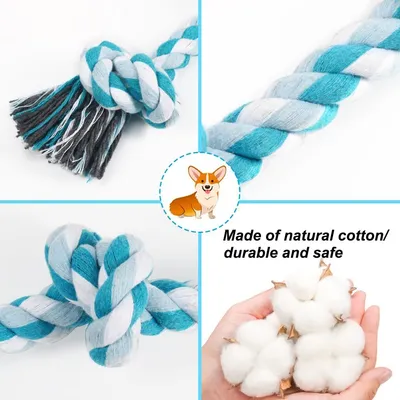UAMLY Jouet en corde pour chien, corde à mâcher à 3 nœuds