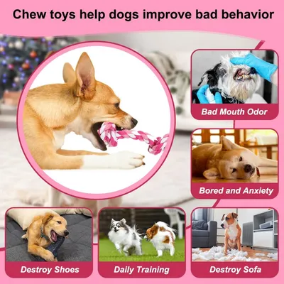 UAMLY Jouet en corde pour chien, corde à mâcher à 3 nœuds
