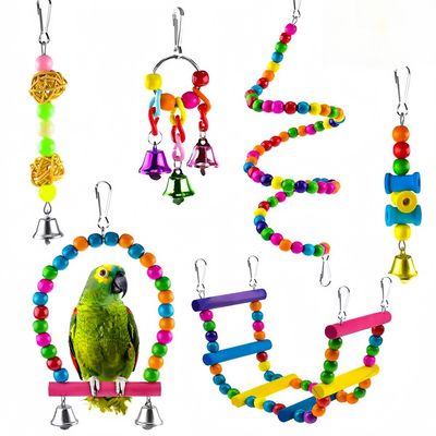 IntiMeg Ensemble de 6 jouets colorés pour oiseaux