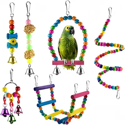 IntiMeg Ensemble de 6 jouets colorés pour oiseaux