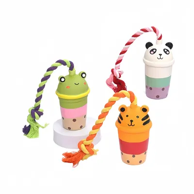 FurryFusion Jouet pour chien en forme de tasse de thé au lait