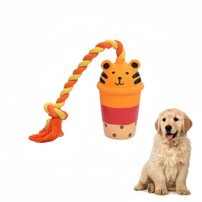 FurryFusion Jouet pour chien en forme de tasse de thé au lait