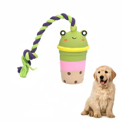 FurryFusion Jouet pour chien en forme de tasse de thé au lait