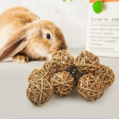 ZooVenture Juego de 9 bolas de mimbre natural de juguete animales pequeños