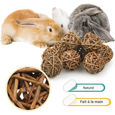 ZooVenture Juego de 9 bolas de mimbre natural de juguete animales pequeños