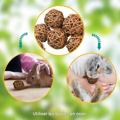 ZooVenture Juego de 9 bolas de mimbre natural de juguete animales pequeños