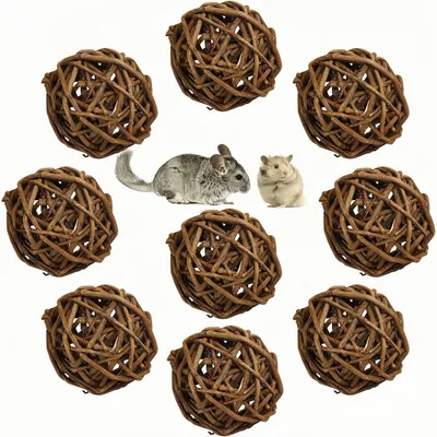 ZooVenture Juego de 9 bolas de mimbre natural de juguete animales pequeños