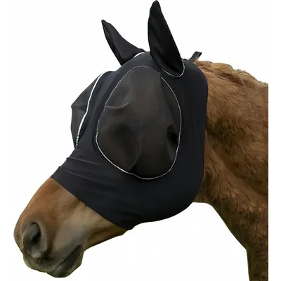 ZooVenture Masque Anti-Mouches Noir Extensible Pour Cheval
