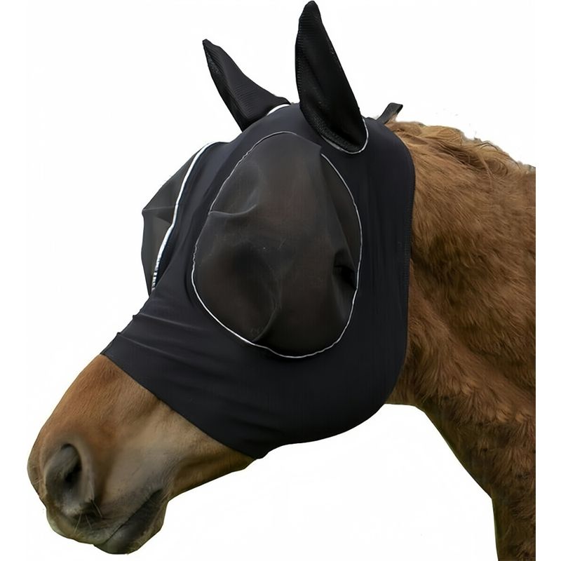 ZooVenture Masque Anti-Mouches Noir Extensible Pour Cheval