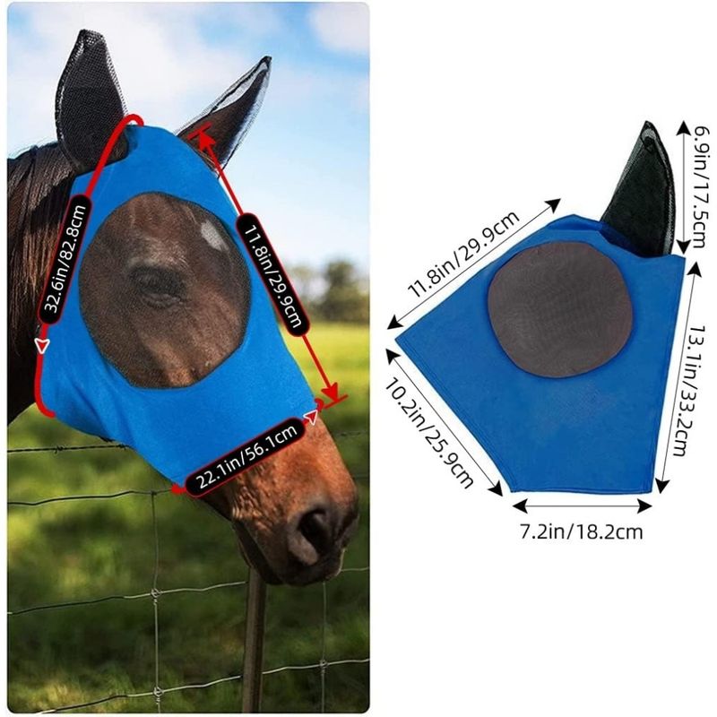 ZooVenture Masque Anti-Mouches Noir Extensible Pour Cheval