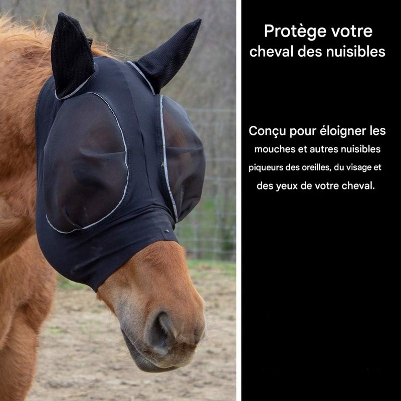ZooVenture Masque Anti-Mouches Noir Extensible Pour Cheval