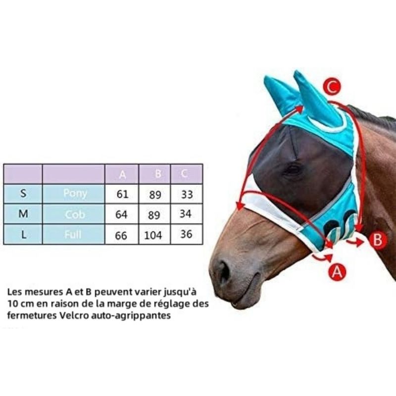 ZooVenture Masque Anti-mouches En Maille Fine Avec Oreilles Pour Cheval