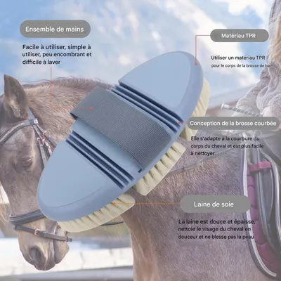 ZooVenture Cepillo facial flexible hecho a mano para caballos