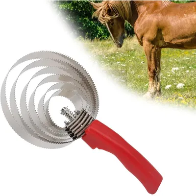 ZooVenture Cepillo para curry de caballo de acero inoxidable, cómodo y