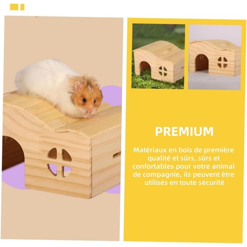 ZooVenture Maison En Bois Sans Fond Résistante Aux Morsures Pour Hamster