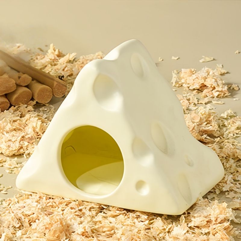 FurryFusion Cachette pour petits animaux en forme de fromage