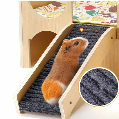 FurryFusion Pequeño escondite de madera para mascotas con escaleras
