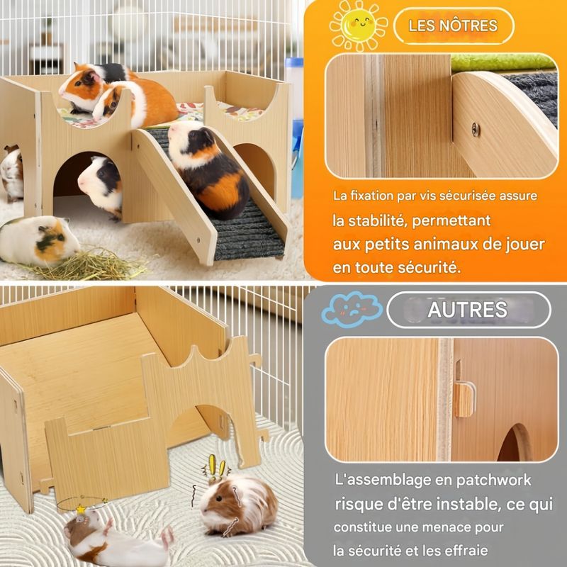 FurryFusion Maison en bois pour petits animaux