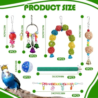 ZooVenture Set De 13 Pièces De Jouets Pour Oiseaux Pour Oiseaux