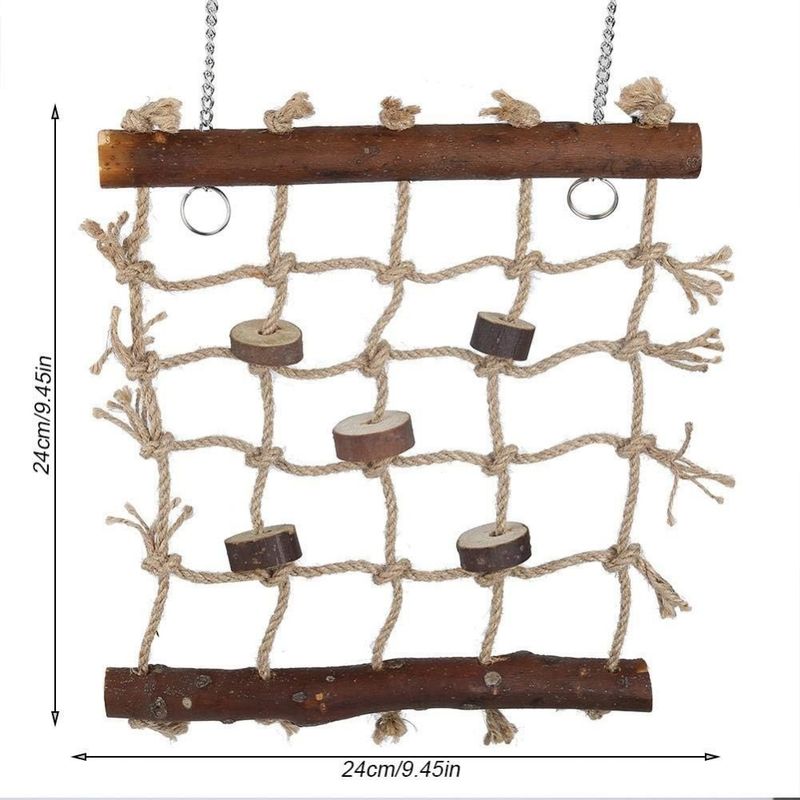 Pet Planet Hamac et Jouet Balançoire avec Échelle en Bois Pour Oiseaux