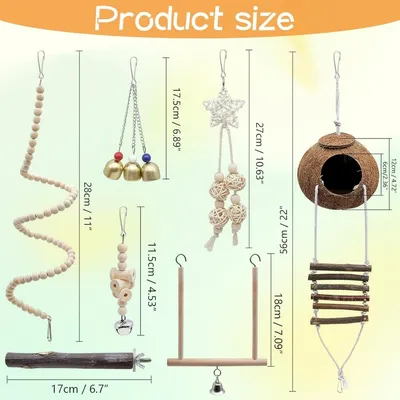 ZooVenture Set De 7 Pièces De Jouets Pour Oiseaux Pour Oiseaux