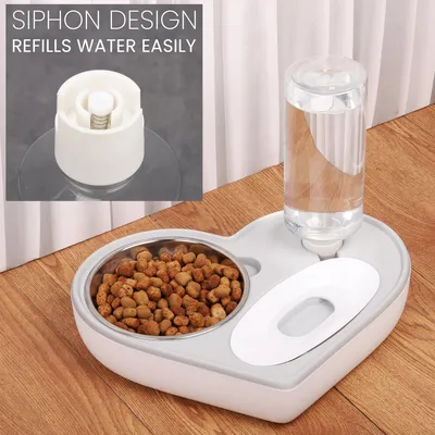 UAMLY Distributeur automatique d'eau et de nourriture pour chat 2 en 1