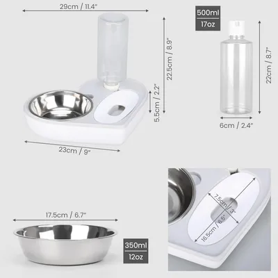 UAMLY Distributeur automatique d'eau et de nourriture pour chat 2 en 1