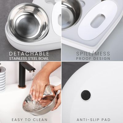 UAMLY Dispensador automático de comida y agua para gatos 2 en 1