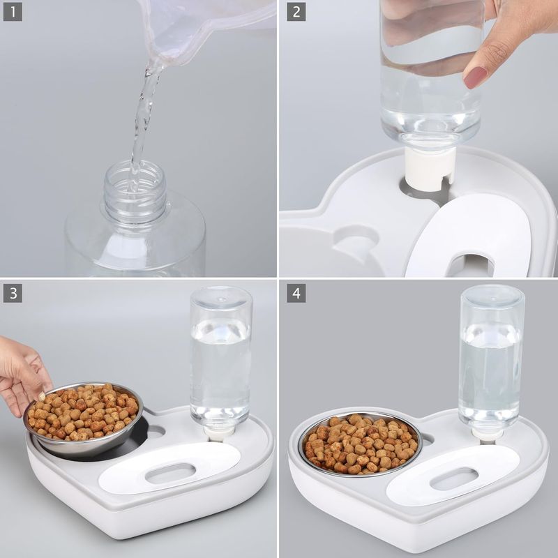 UAMLY Distributeur automatique d'eau et de nourriture pour chat 2 en 1