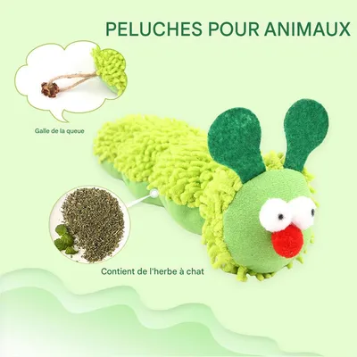 IntiMeg Jouet de chenille en peluche pour chat  2 articles