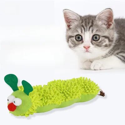 IntiMeg Jouet de chenille en peluche pour chat  2 articles