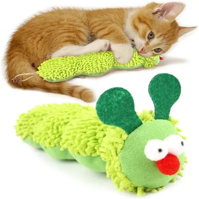 IntiMeg Jouet de chenille en peluche pour chat  2 articles